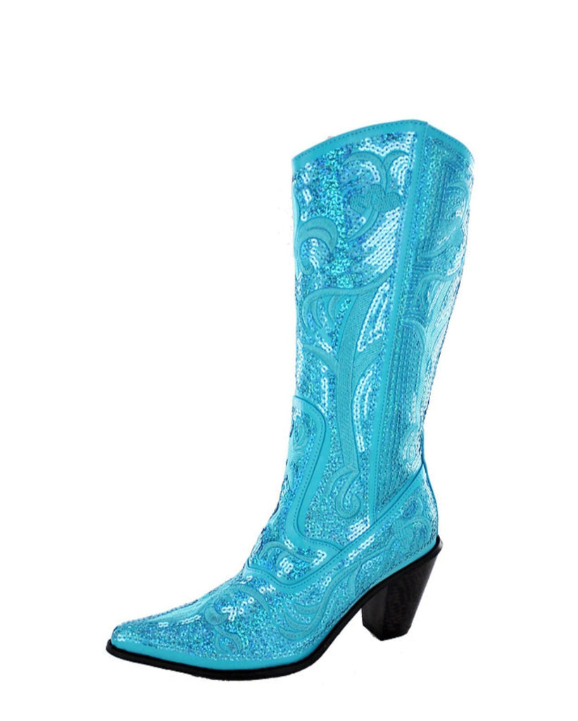 TAll SEQUIN EMBROIDERED BOOT WITH ZIPPER