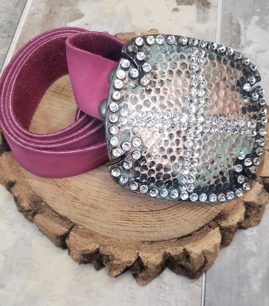 ONE SIZE FITS ALL LEATHER & BLING BELT