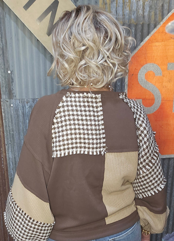 MIXED BROWN WITH PLAID POL TOP