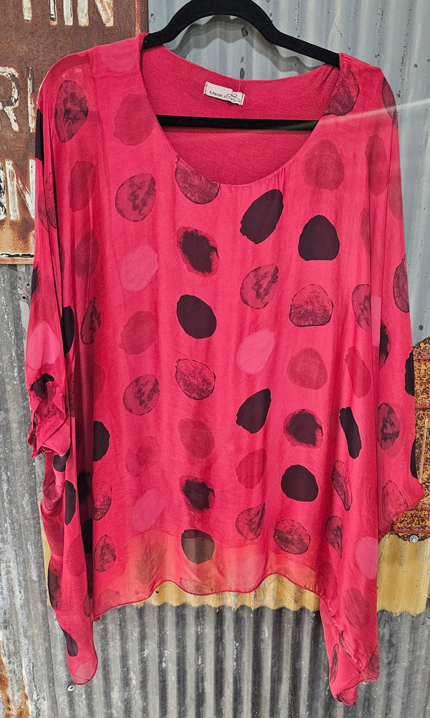 ONE SIZE SILKY FLOWER DOTTED TOP