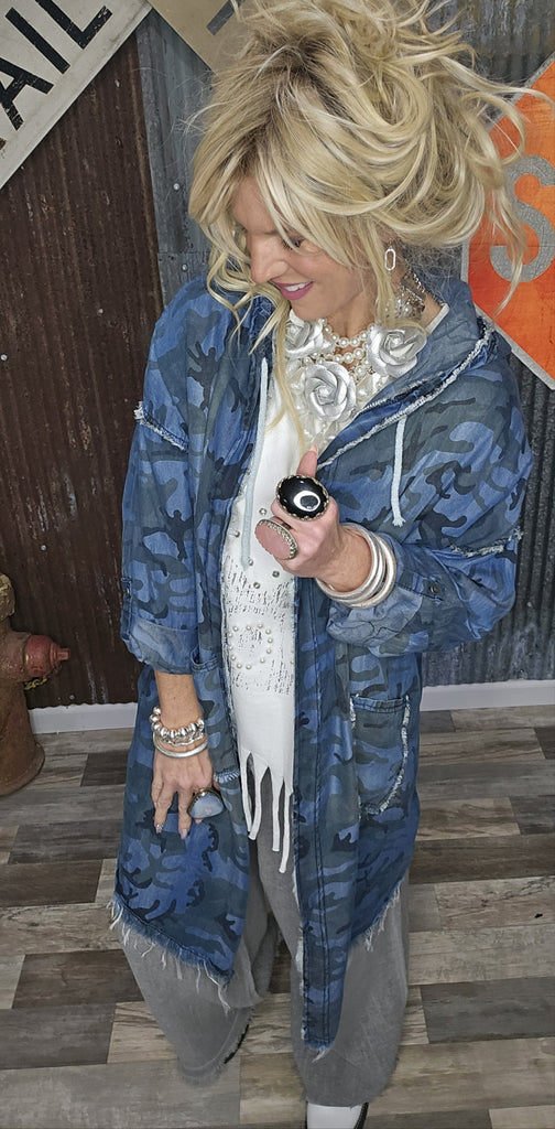 BLUE LIGHTWEIGHT CAMO ONE SIZE DUSTER