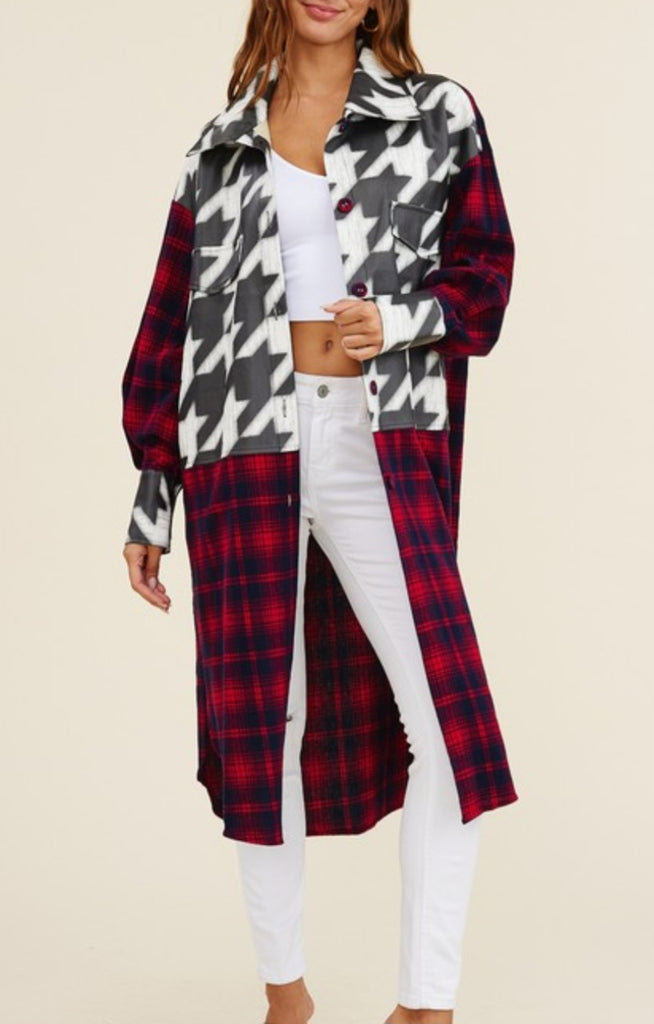 MIXED PLAID DUSTER