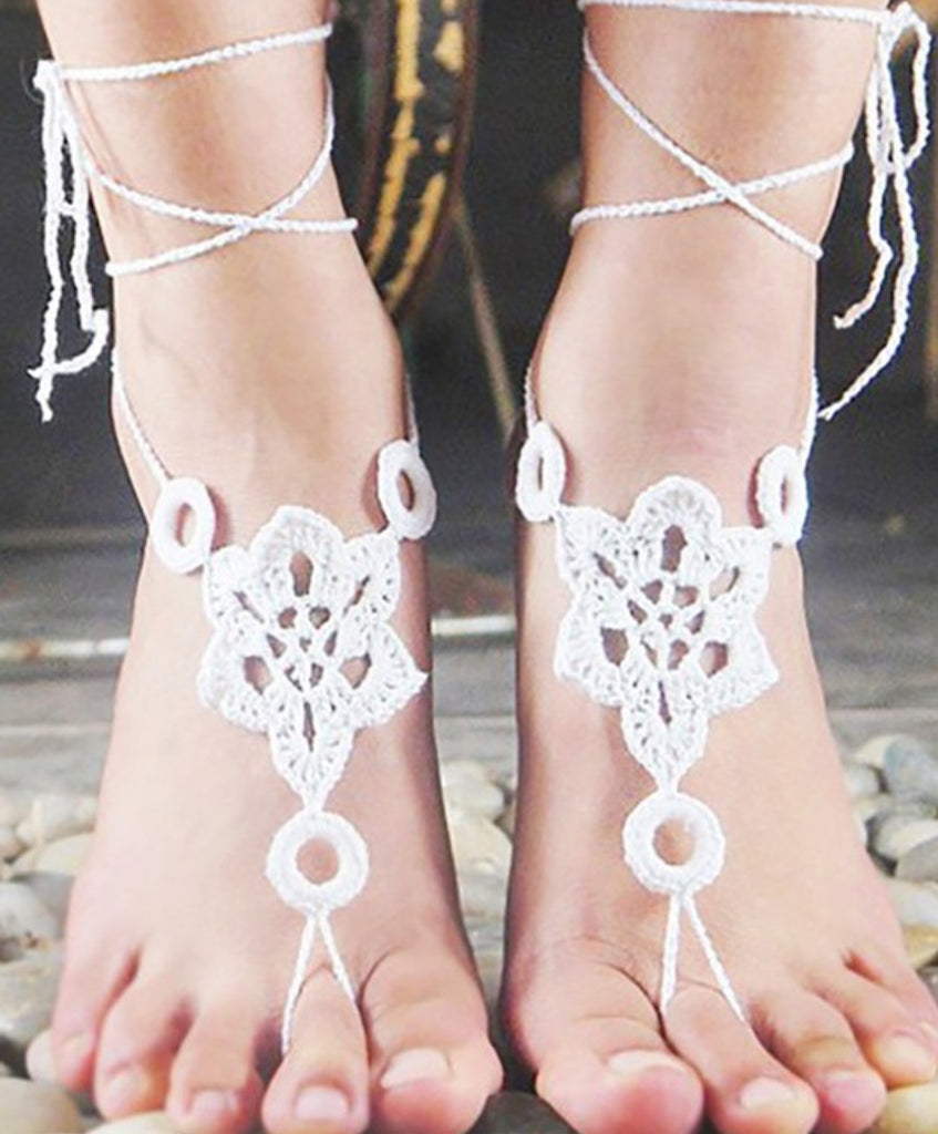 WHITE FOOTLESS SANDALS