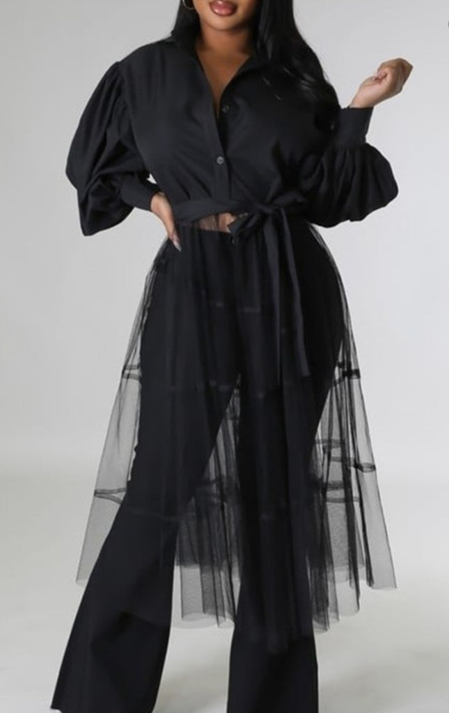 GORGEOUS BUTTON UP MESH DUSTER