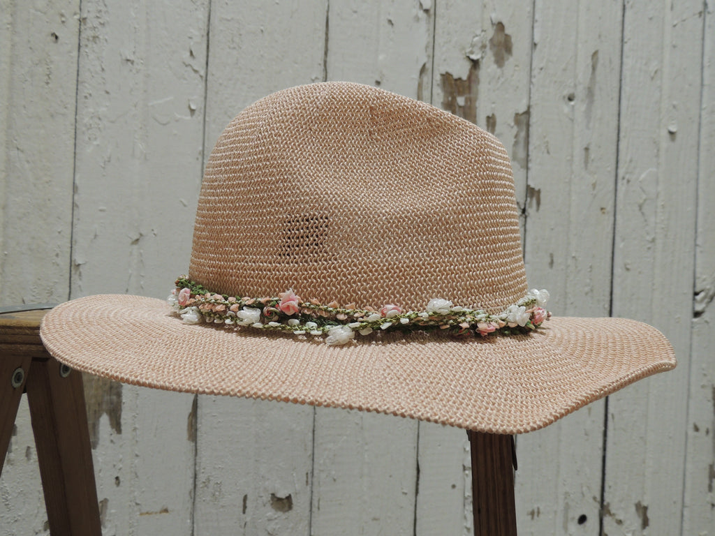 Blush Hat with Flower Band