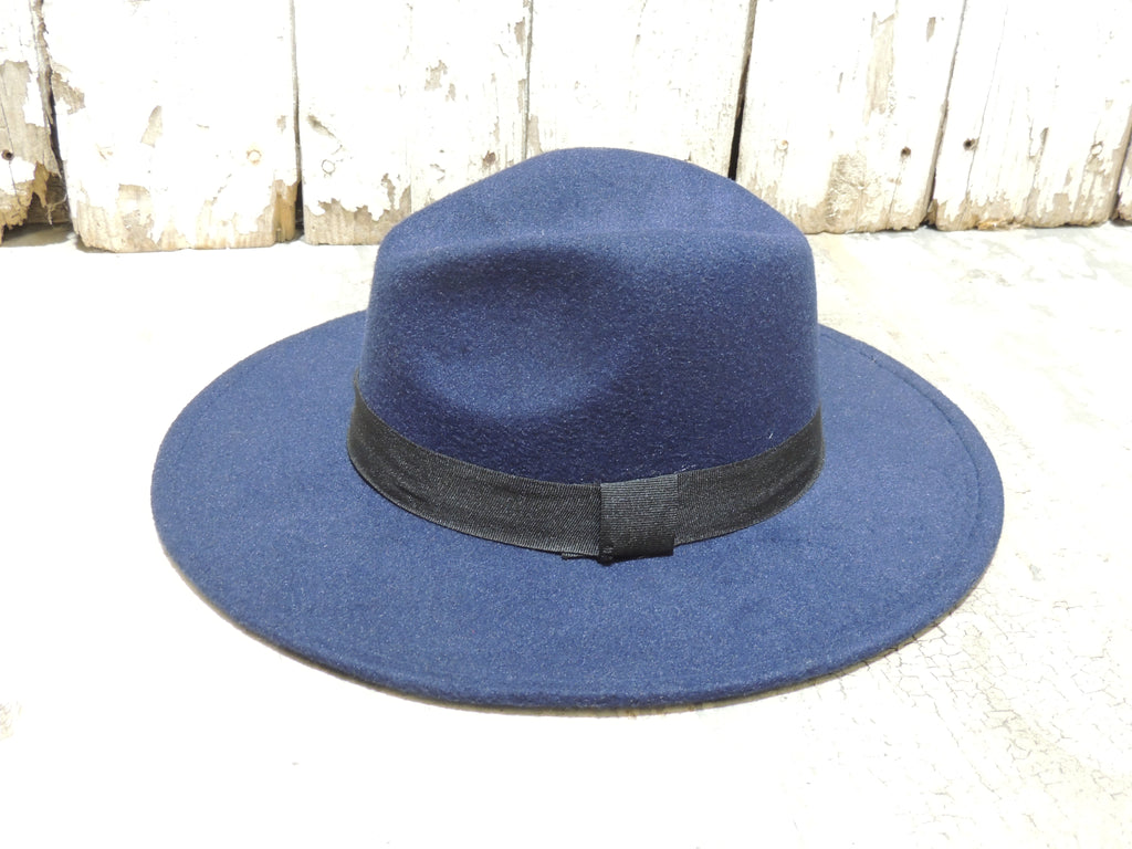 Navy Hat with Black Band