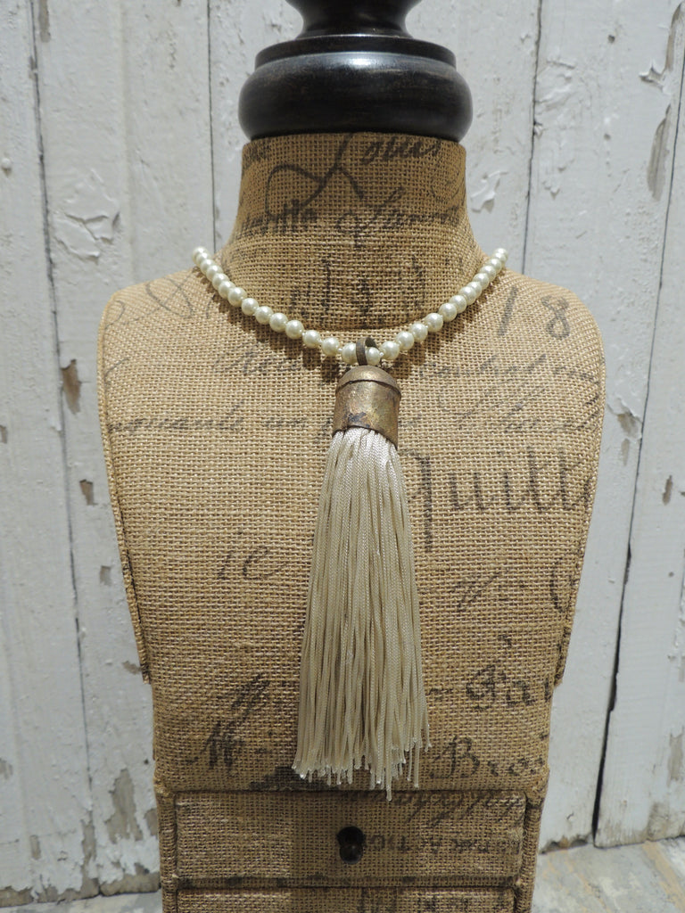 Pearl and White Tassel Necklace