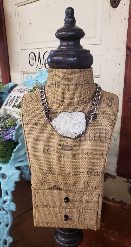 STONE WITH ANTIQUE SILVER