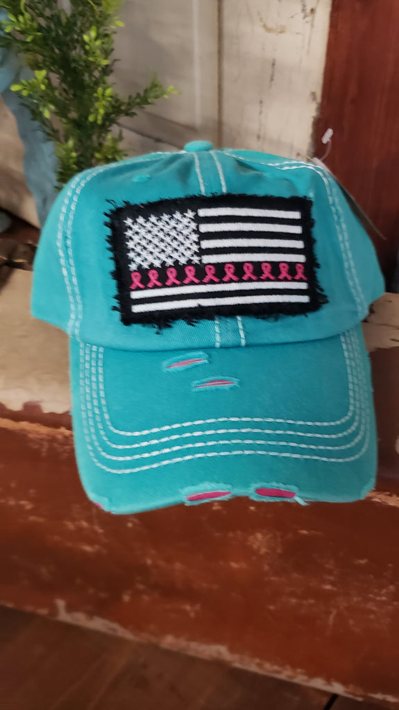 AMERICAN FLAG BREAST CANCER CAP