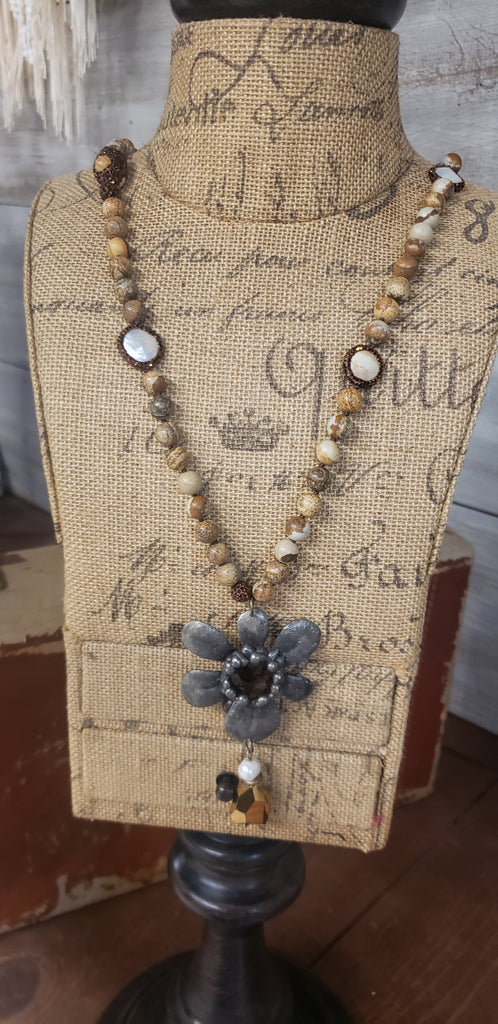 TAUPE & COPPER WITH BLING FLOWER