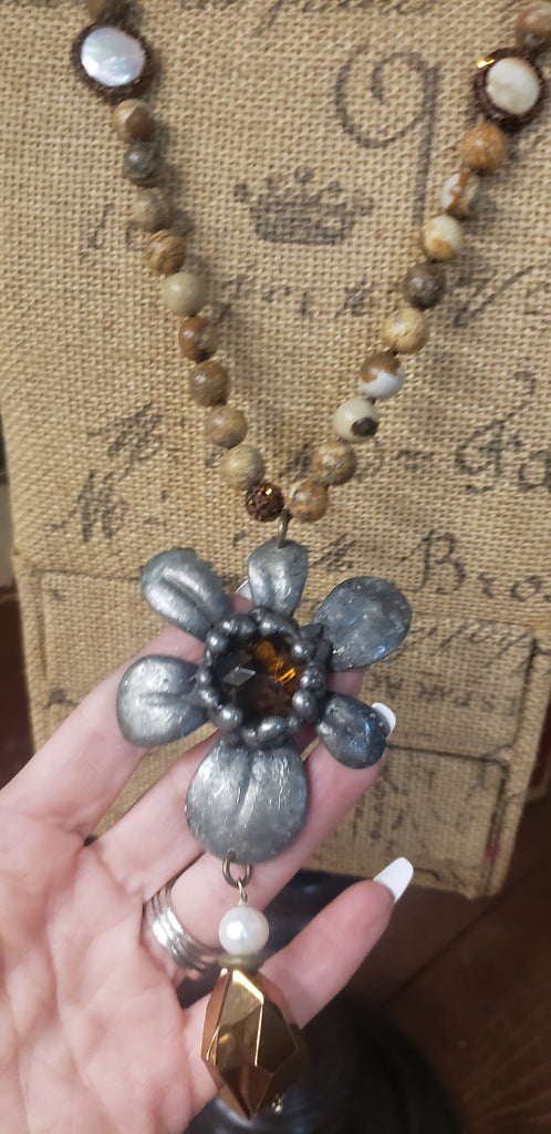 TAUPE & COPPER WITH BLING FLOWER