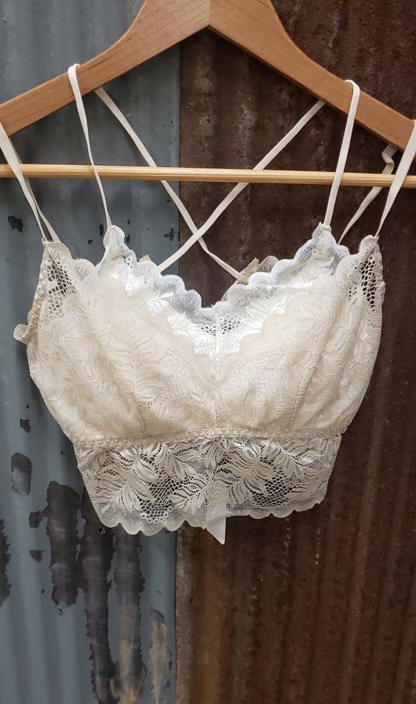 LAYERED LOOK PADDED LACE BRALETTE