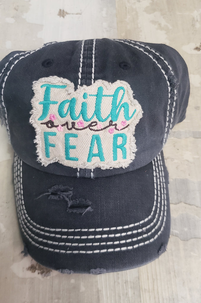 CHARCOAL FAITH OVER FEAR CAP