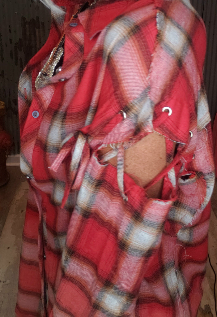 OPEN SLEEVE POL RED PLAID