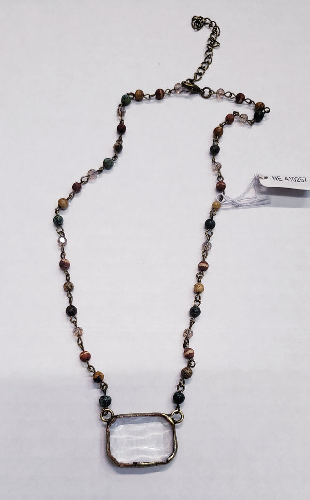 FALL COLORS WITH CLEAR STONE NECKLACE