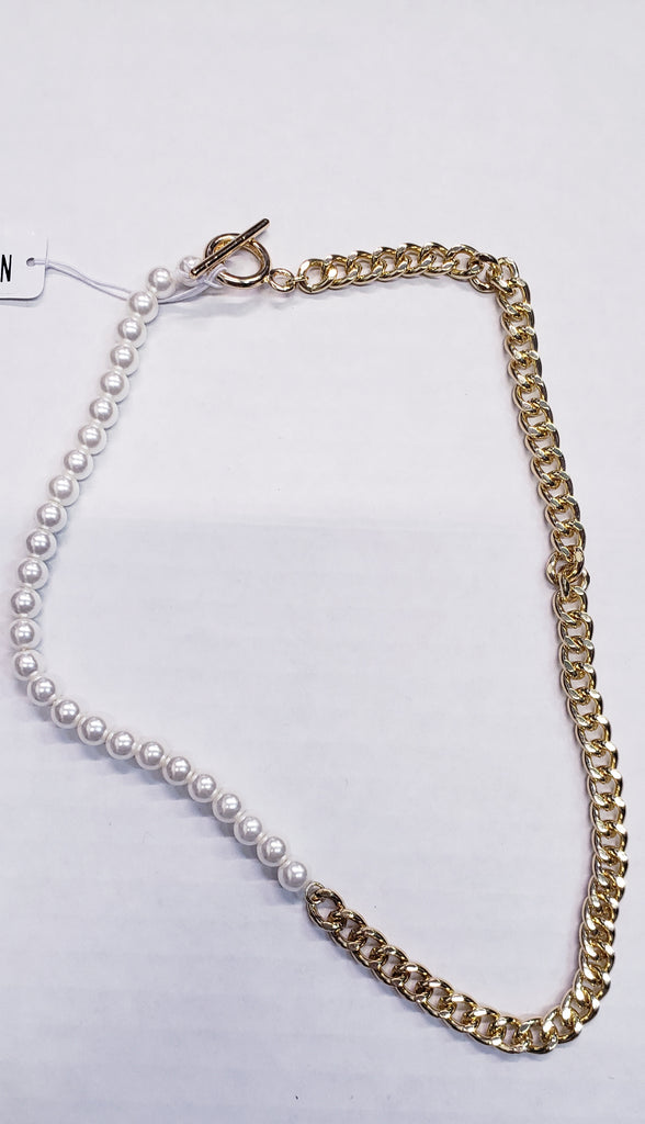 PEARL & GOLD LINK NECKLACE