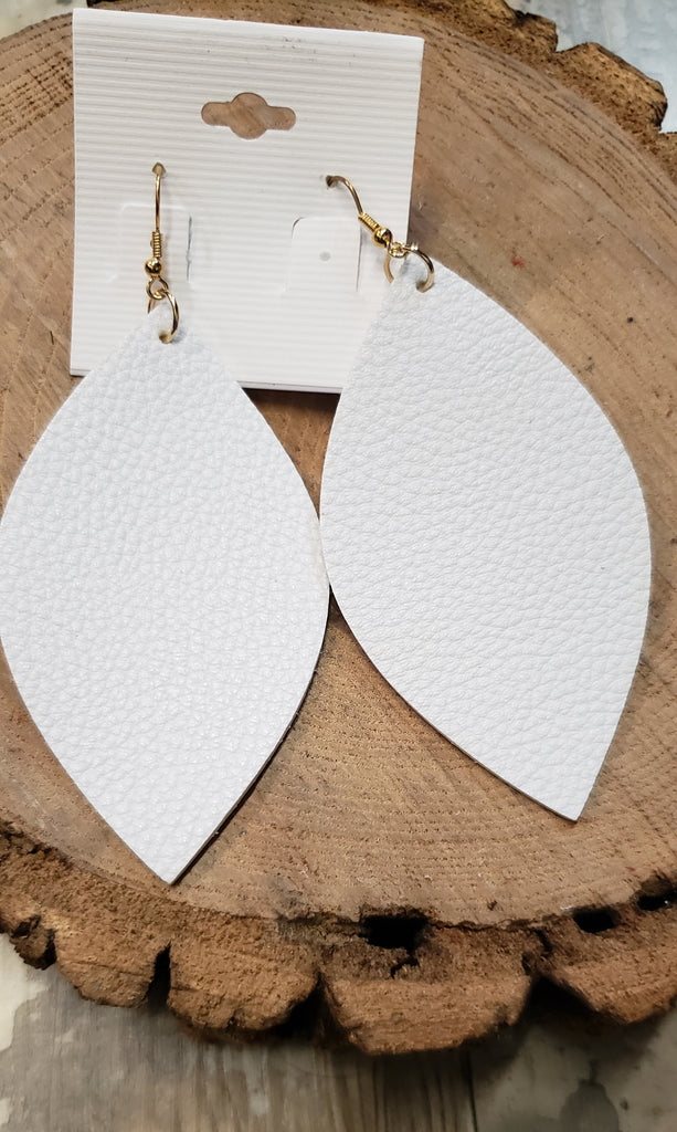 WHITE LEATHER EARRINGS
