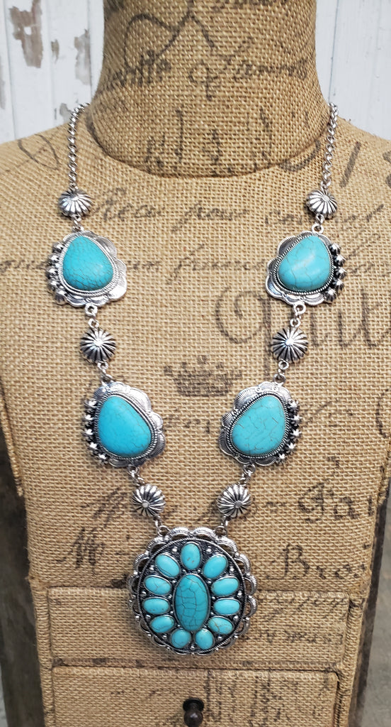 WESTERN CONCHO NECKLACE & EARRING SET