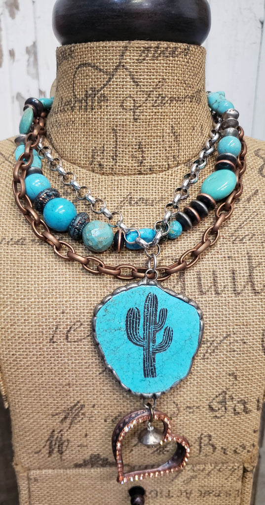 TURQ CACTUS WITH COPPER HEART