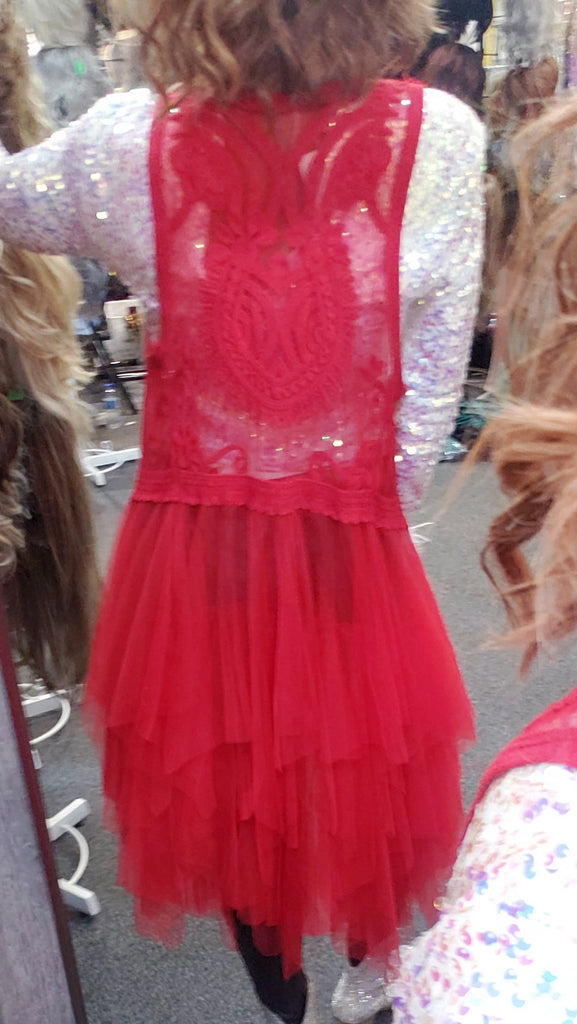 RED LACE DUSTER ( $67 )