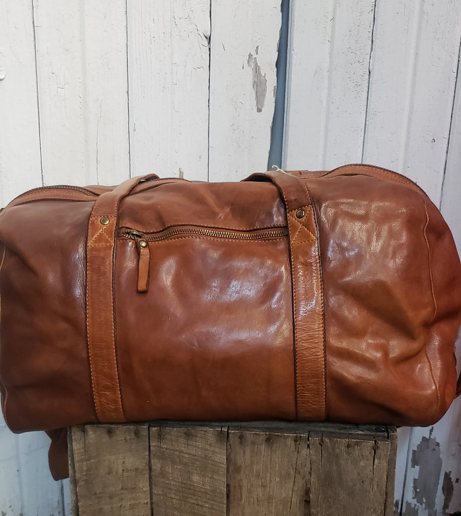 HIGH QUALITY SOFT TAN LEATHER DUFFLE