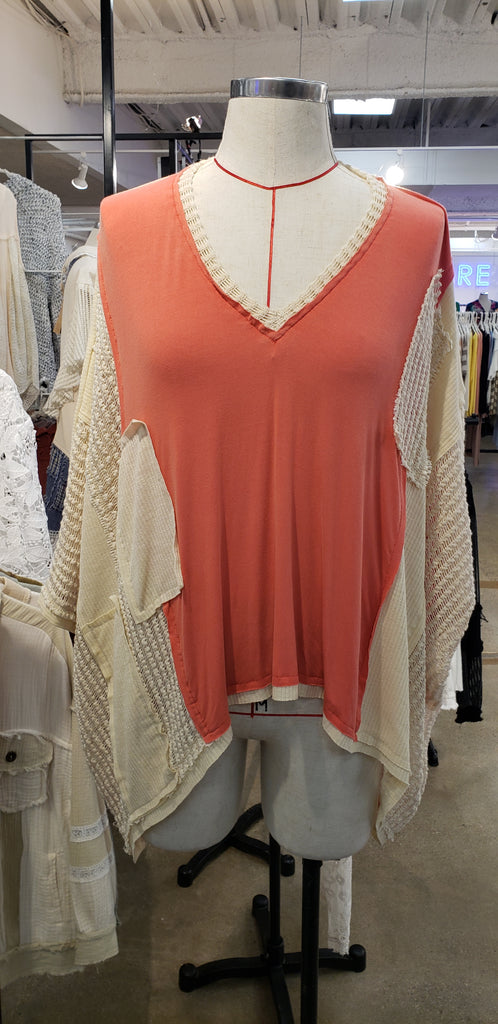 CORAL & OATMEAL OVERSIZE POL