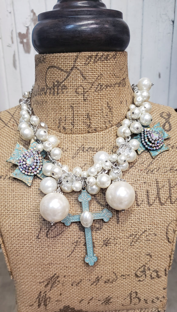 PEARLS WITH ANTIQUE CROSS