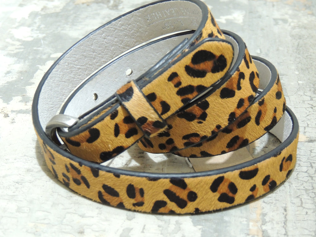 Skinny Leather Leopard Belt