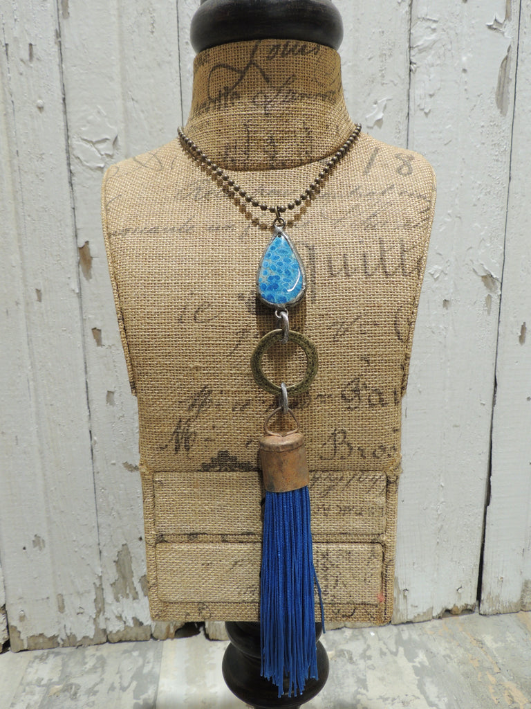 Blue Tassel Necklace ART BY AMY