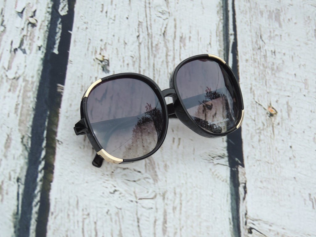 Black Sunglasses with Gold Trim