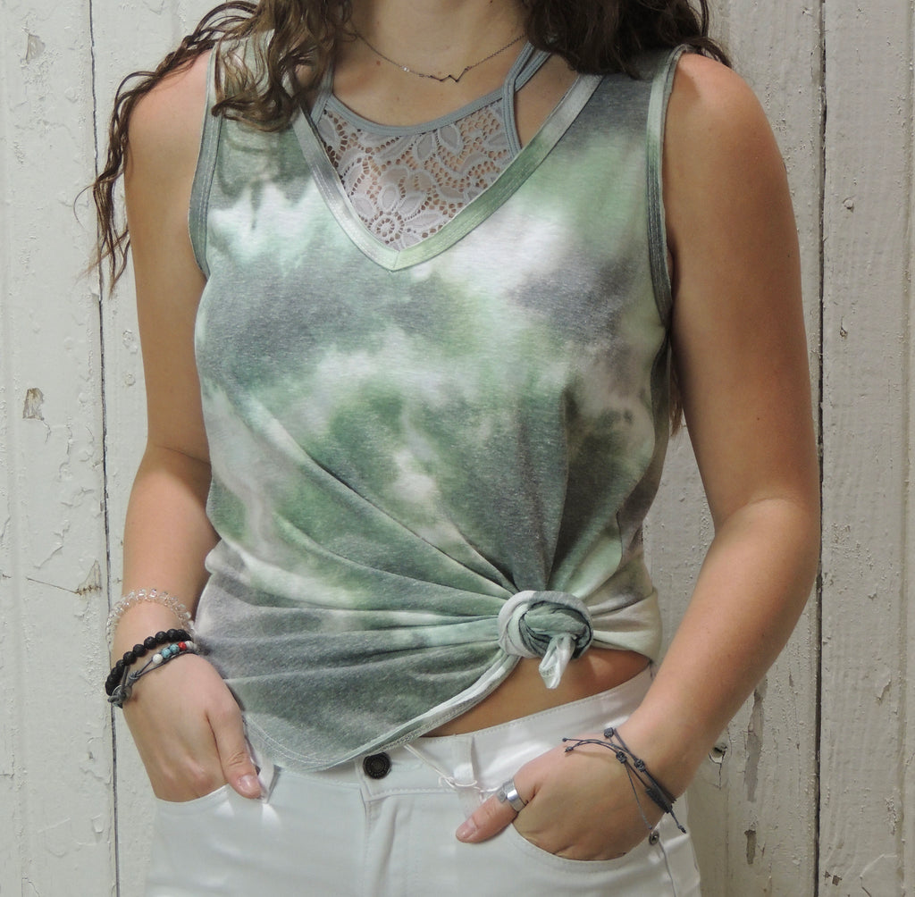 Green, White and Gray Tank