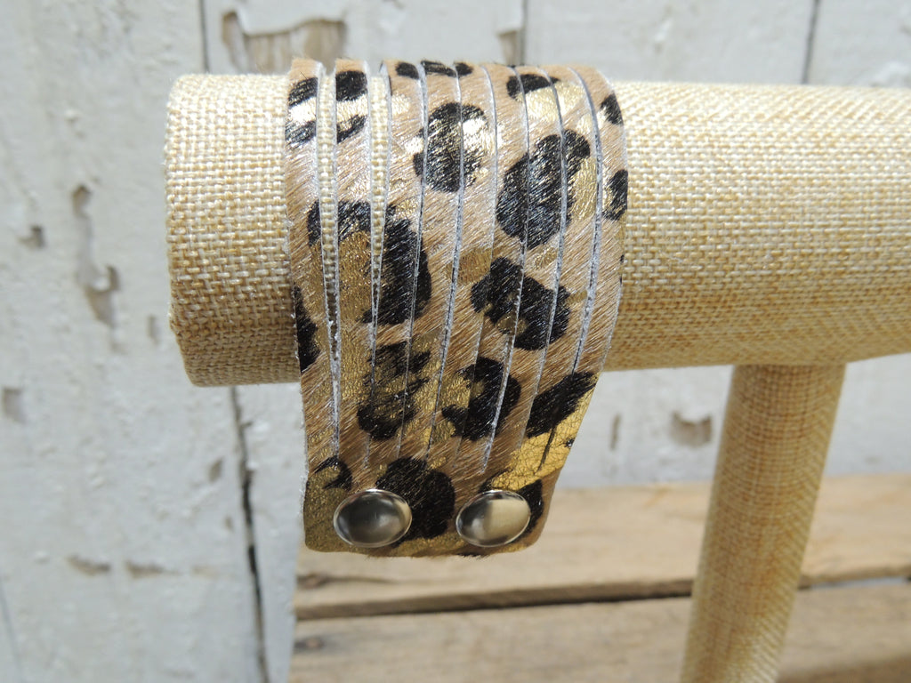 Metallic Leopard Leather cuff