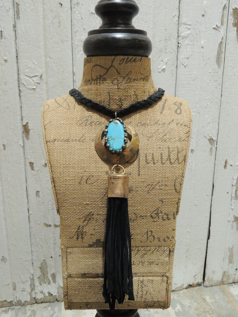 Leather Tassel Necklace STONE