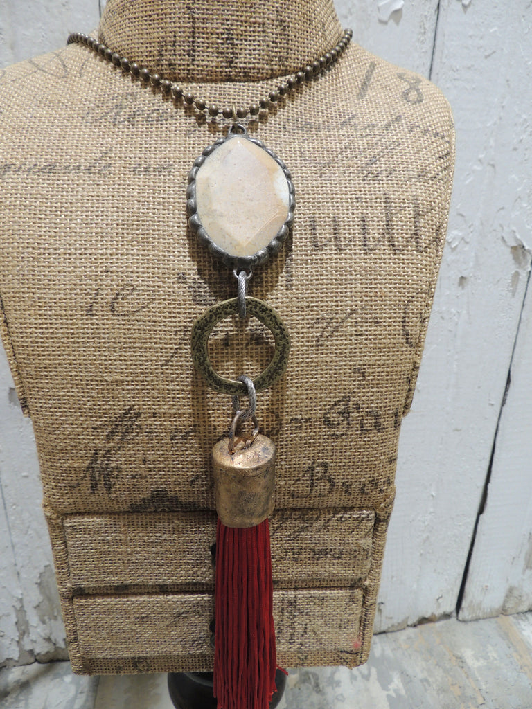 Long Necklace With Red Tassel